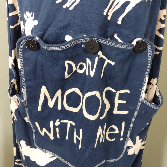 Lazy One XL Don't Moose With Me Blue & White 1 Pc Pajama with Trap Door Flapjack - Picture 8 of 13